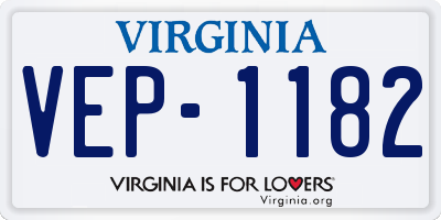 VA license plate VEP1182