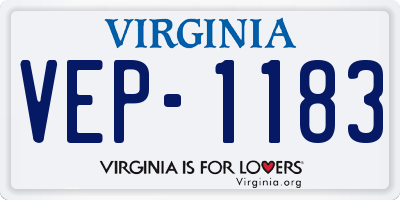 VA license plate VEP1183