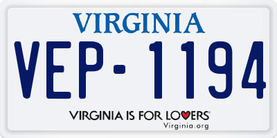 VA license plate VEP1194