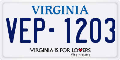 VA license plate VEP1203