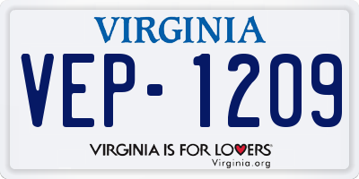 VA license plate VEP1209