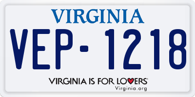 VA license plate VEP1218