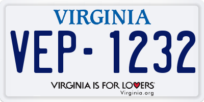 VA license plate VEP1232