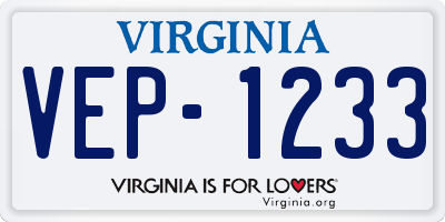 VA license plate VEP1233