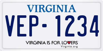 VA license plate VEP1234