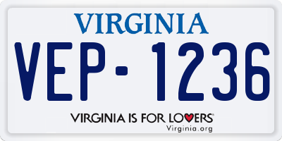VA license plate VEP1236