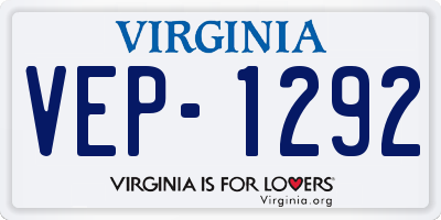 VA license plate VEP1292