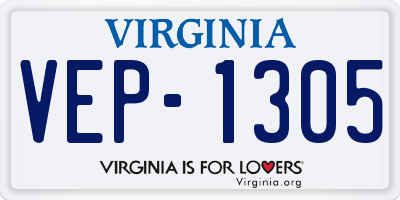 VA license plate VEP1305
