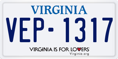 VA license plate VEP1317