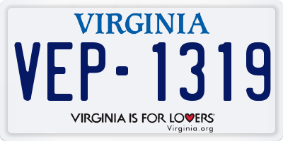 VA license plate VEP1319