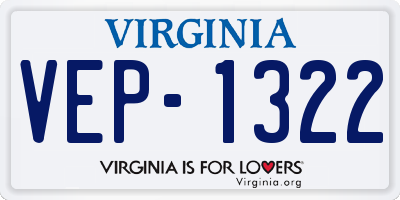 VA license plate VEP1322