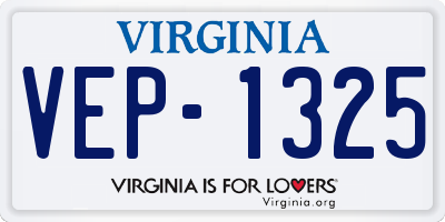 VA license plate VEP1325