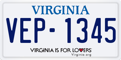 VA license plate VEP1345