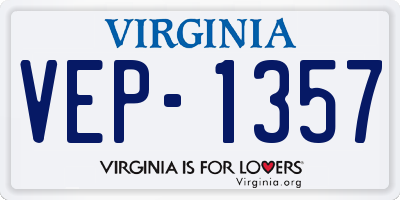 VA license plate VEP1357