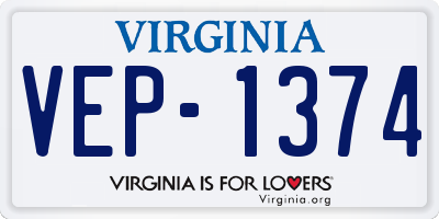 VA license plate VEP1374