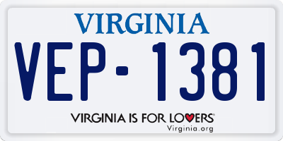 VA license plate VEP1381