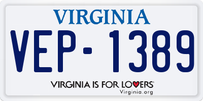 VA license plate VEP1389