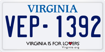 VA license plate VEP1392