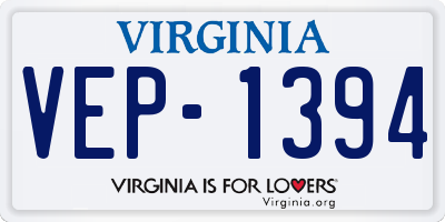VA license plate VEP1394