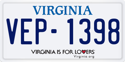 VA license plate VEP1398