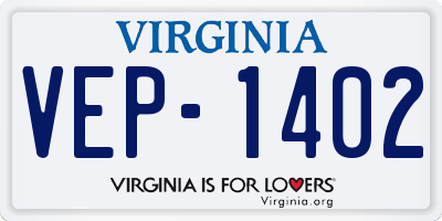 VA license plate VEP1402