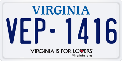 VA license plate VEP1416