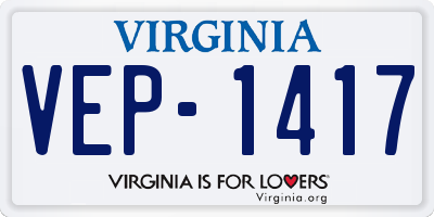 VA license plate VEP1417
