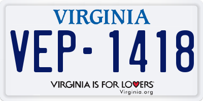 VA license plate VEP1418