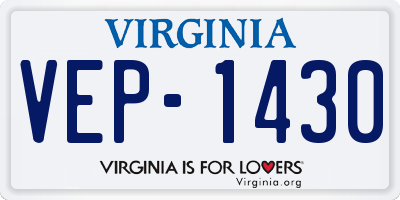 VA license plate VEP1430