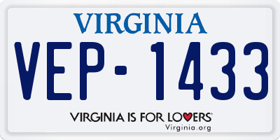 VA license plate VEP1433
