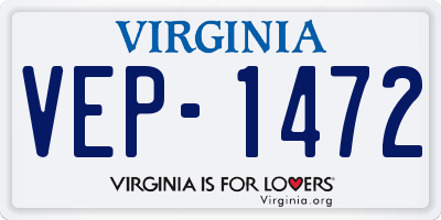 VA license plate VEP1472