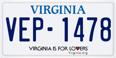 VA license plate VEP1478