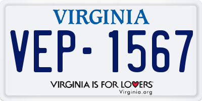 VA license plate VEP1567