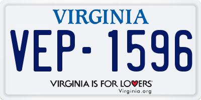 VA license plate VEP1596