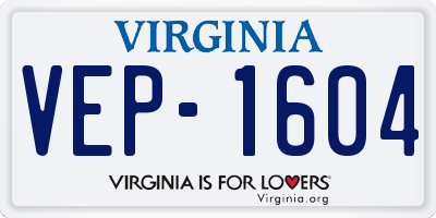 VA license plate VEP1604