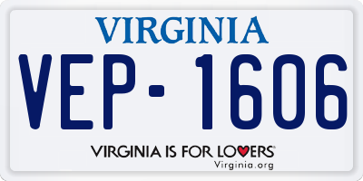 VA license plate VEP1606