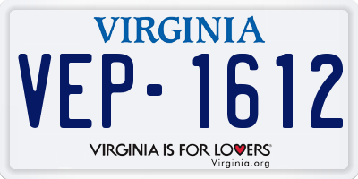 VA license plate VEP1612