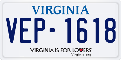 VA license plate VEP1618