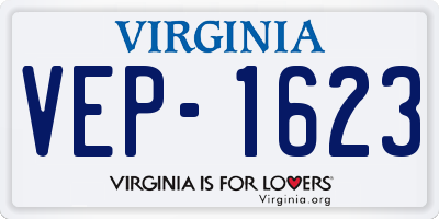 VA license plate VEP1623