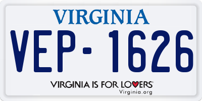 VA license plate VEP1626
