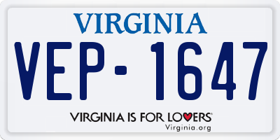 VA license plate VEP1647