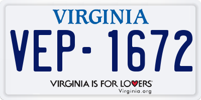 VA license plate VEP1672
