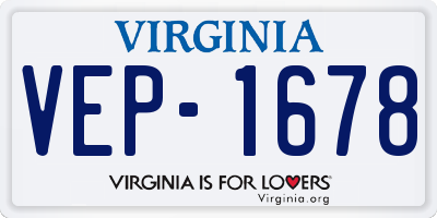 VA license plate VEP1678