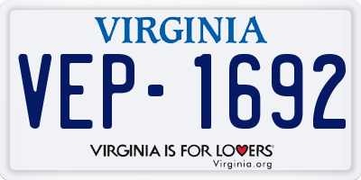 VA license plate VEP1692