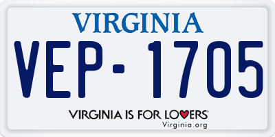 VA license plate VEP1705