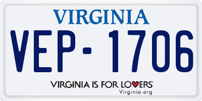VA license plate VEP1706