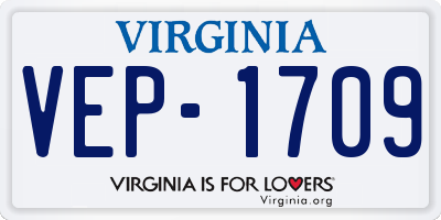 VA license plate VEP1709