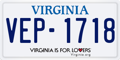 VA license plate VEP1718