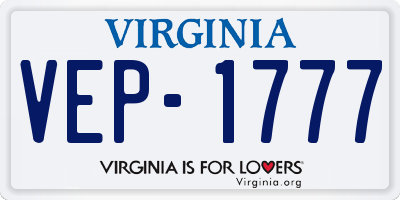 VA license plate VEP1777