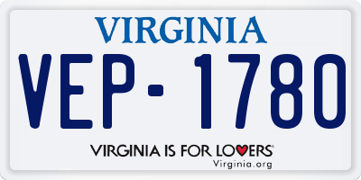 VA license plate VEP1780